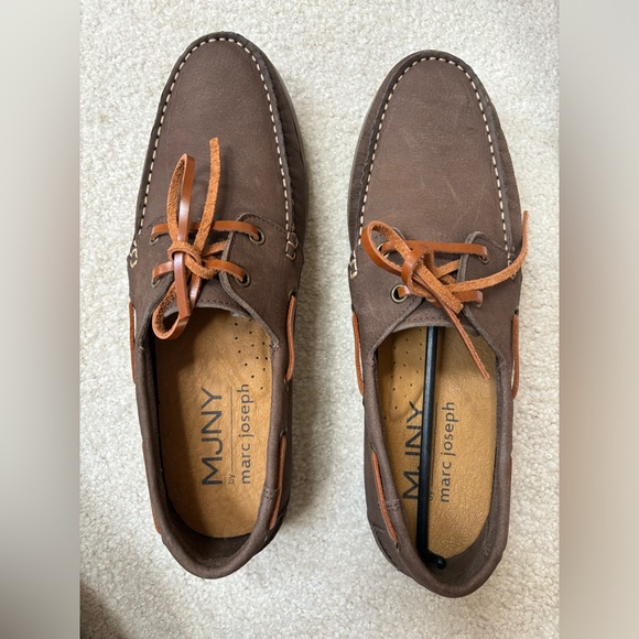 Brown Leather Boat Shoes Marc Joseph NY Mens Size 9 - Picture 2 of 8
